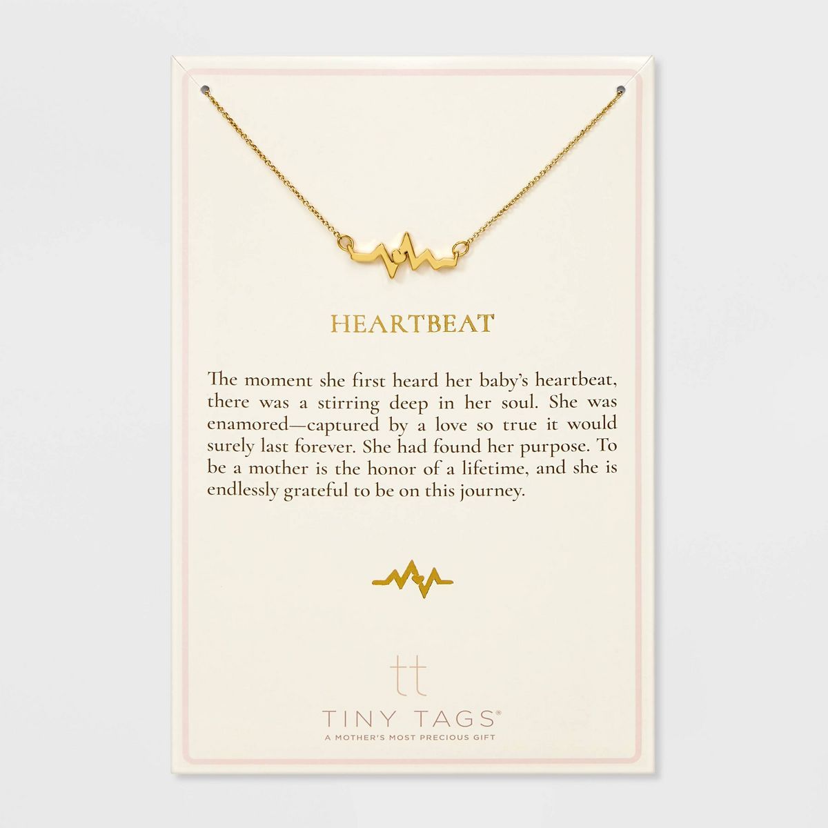 Tiny Tags 14K Gold Ion Plated Heartbeat Chain Necklace - Gold | Target
