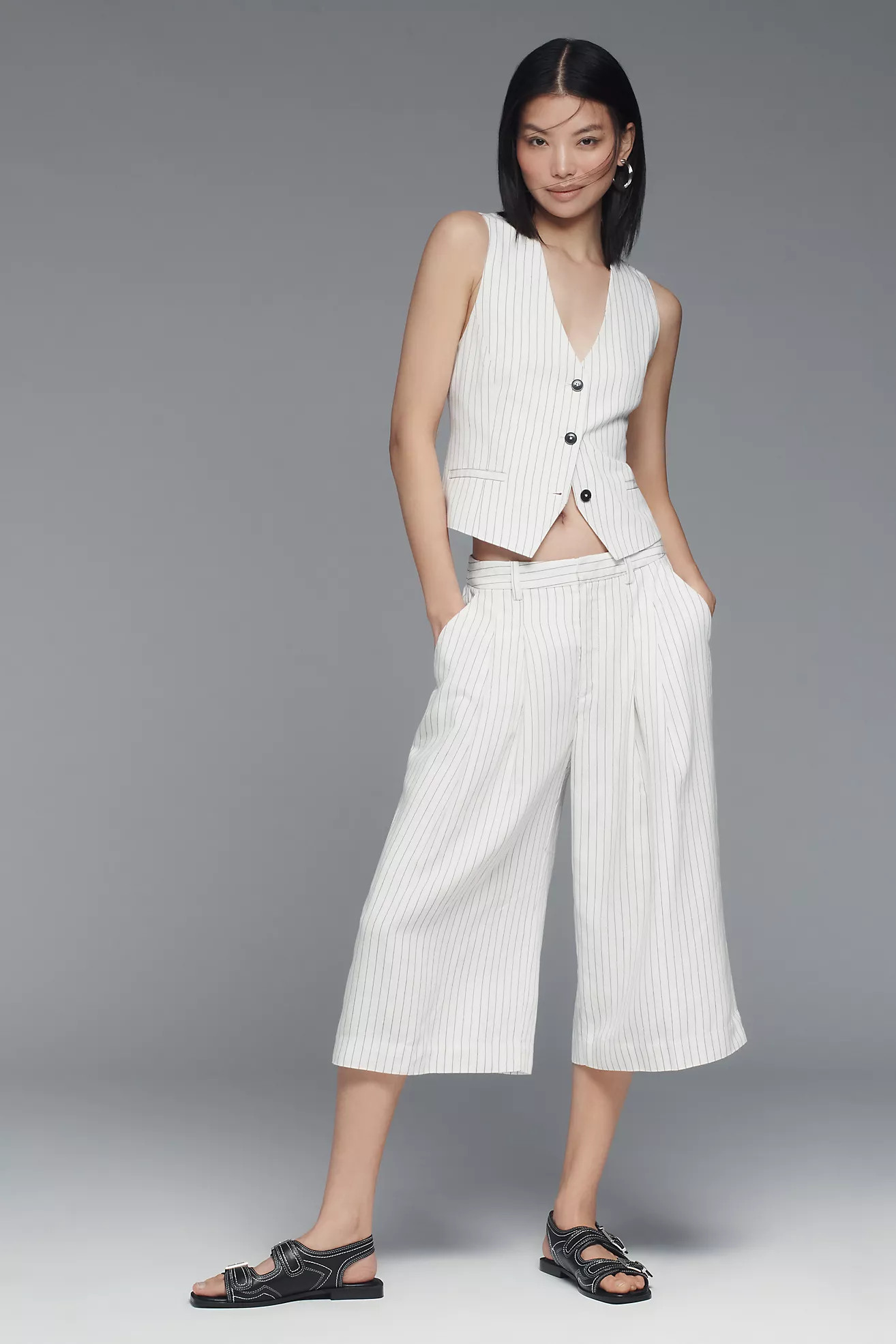 The Avery Pleated Wide-Leg Trousers by Maeve: Linen Culotte Edition | Anthropologie (US)