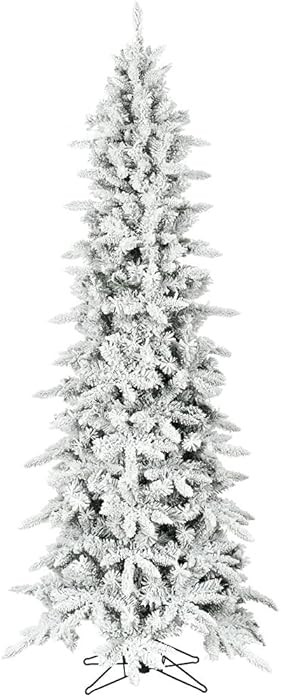 Fraser Hill Farm 7.5-Ft Slim Mountain Pine Snow Flocked Artificial Christmas Tree with Stand & No... | Amazon (US)