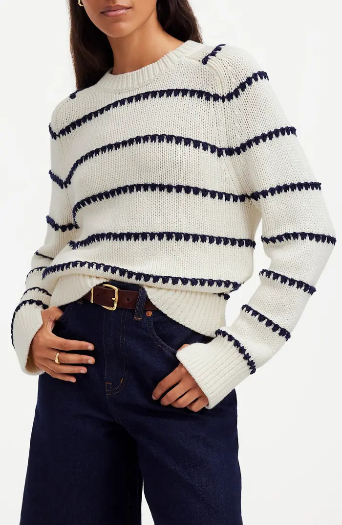 Stripe Textured Cotton Sweater | Nordstrom