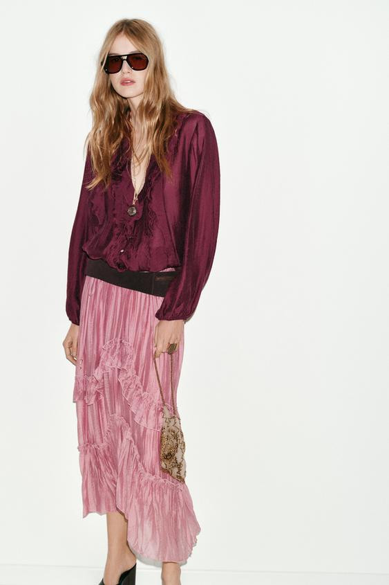 RUFFLED MIDI SKIRT | Zara US