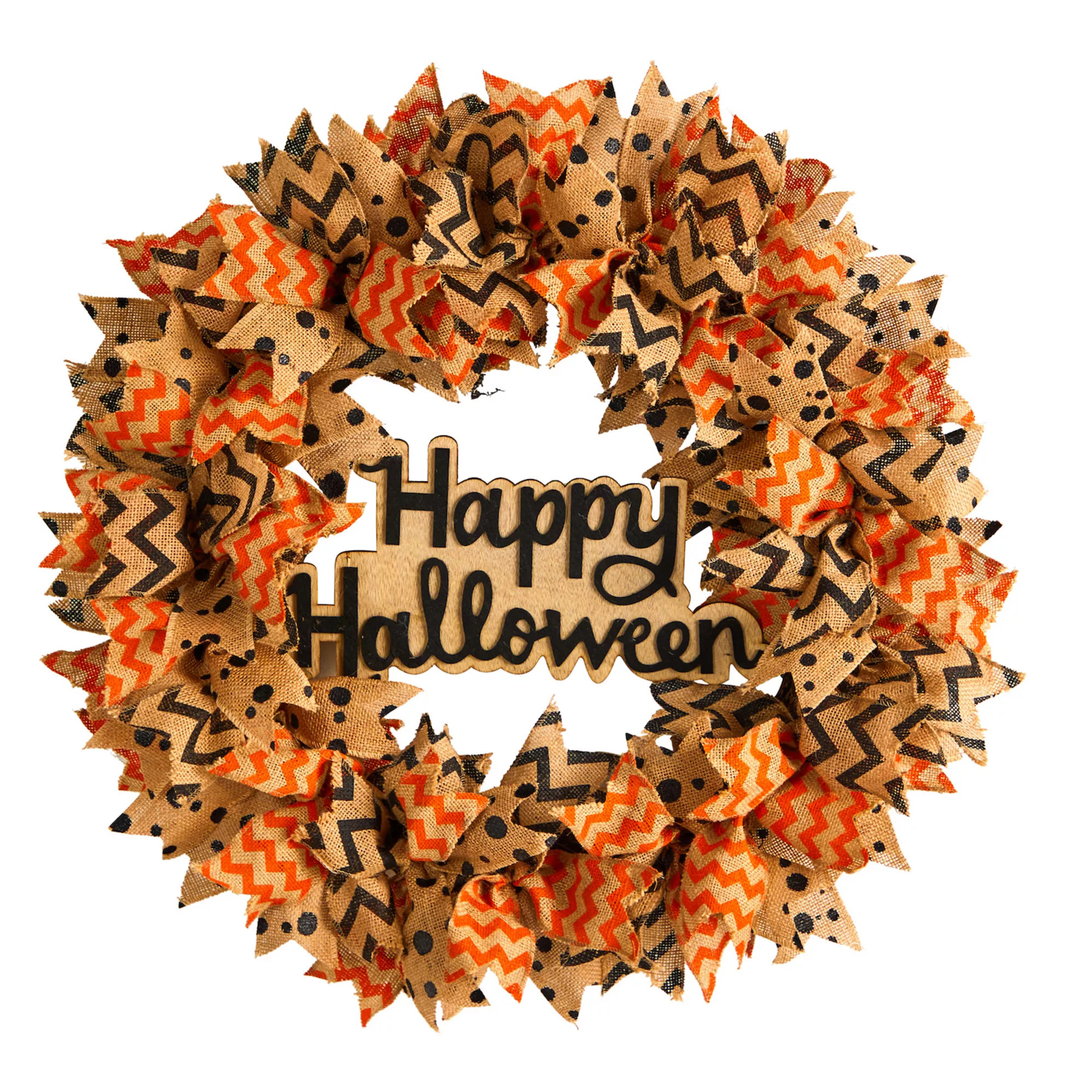 nearly natural Halloween Burlap Ribbon Wreath | Kohl's