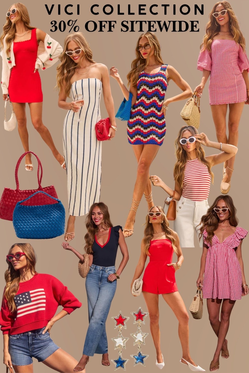 NEW Americana Summer Trending Styles from VICI Collection ♥️🇺🇸💙 HUGE Site wide Sale! 

📸 click the links below for all the prettiest summer USA pieces! 

♥️ Use code SAVE30 for 30% off site wide 
🤍 up to 80% off sale
💙 Free express shipping over $150





#Americana 
#USA fashion
#4th of July outfit inspo
#red white and blue 
#memorial day outfit inspo
#woven handbag 
#red romper 
#vacation outfit
#vacation style 
#vacation dress 
#tropical vacation
#beach style
#beach outfit
#new arrivals
#trending styles 
#cruise outfit
#mini dress
#midi dress
#maxi dress 
#crochet dress
#sweetheart dress 
#strapless dress 
#spaghetti strap dress
#cutout dress
#bright colors
#vacation dresse
#printed dress 
#fashion inspo 
#summer fashion
#spring fashion 
#striped dress
#red dress
#destination wedding 
#wedding guest dress
#tropical wedding
#sale dresses 
#sale fashion 
#resort wear
#affordable fashion finds

#LTKSeasonal #LTKootd #LTKSaleAlert