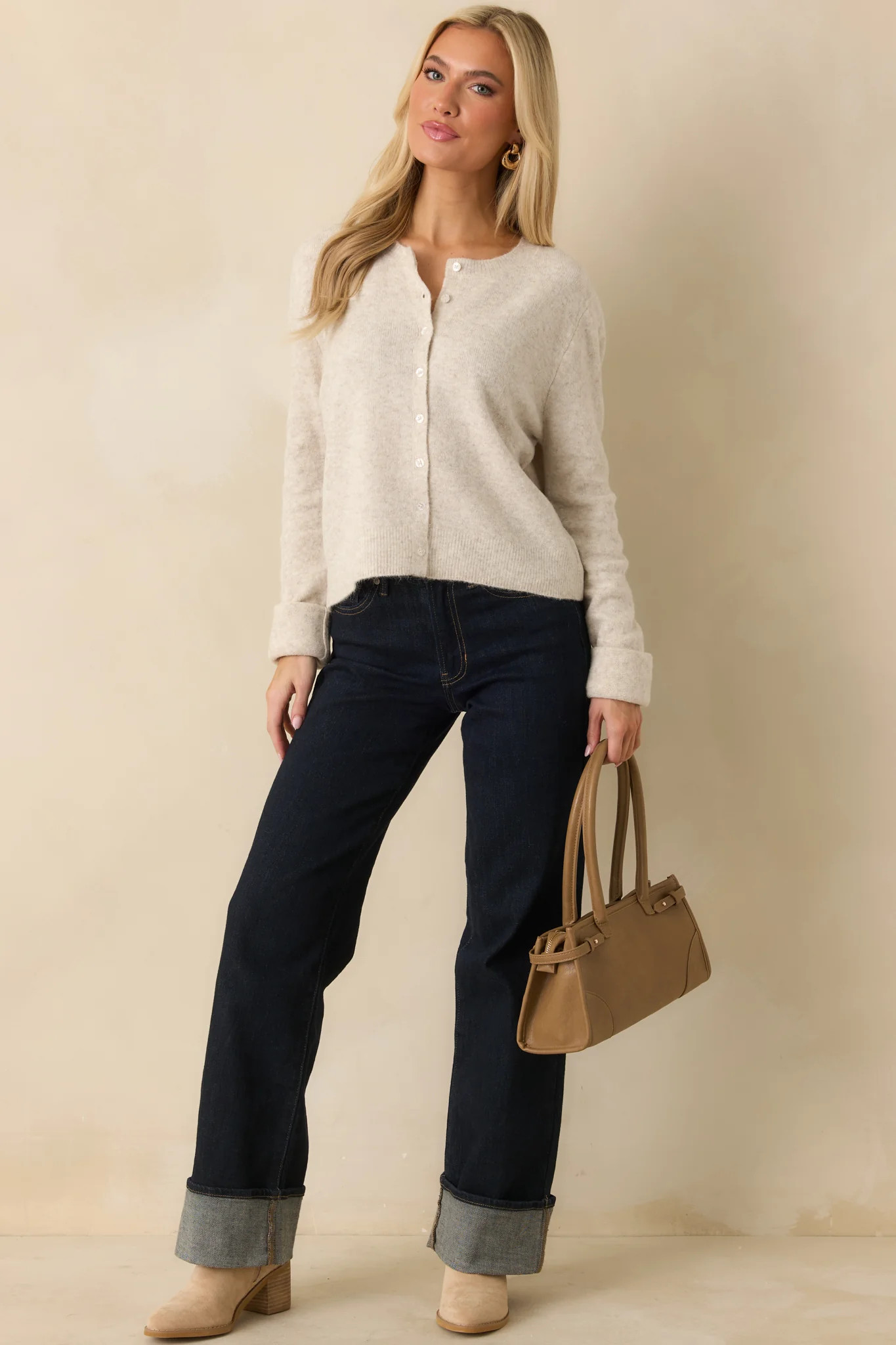 Z Supply Oatmeal Heather Medina Cozy Cardigan | Red Dress