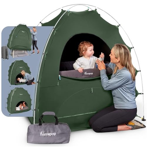 Hiccapop Daydreamer Blackout Tent for Pack and Play, Patented Portable Crib Tent, Blackout Canopy Crib Cover, Sleep Pod for Kids, Sage Green | Amazon (US)