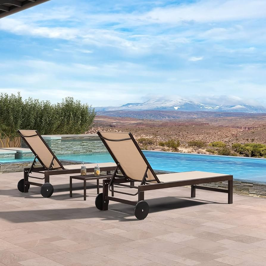 PURPLE LEAF Outdoor Chaise Lounge Chair Set of 3, Pool Lounge Chair for Outside, Patio Chaise Lou... | Amazon (US)