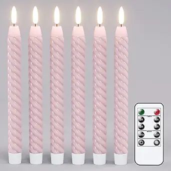 Christmas Flameless Taper Candles Flickering with 10-Key Remote, Battery Operated 3D Wick LED Spi... | Amazon (US)
