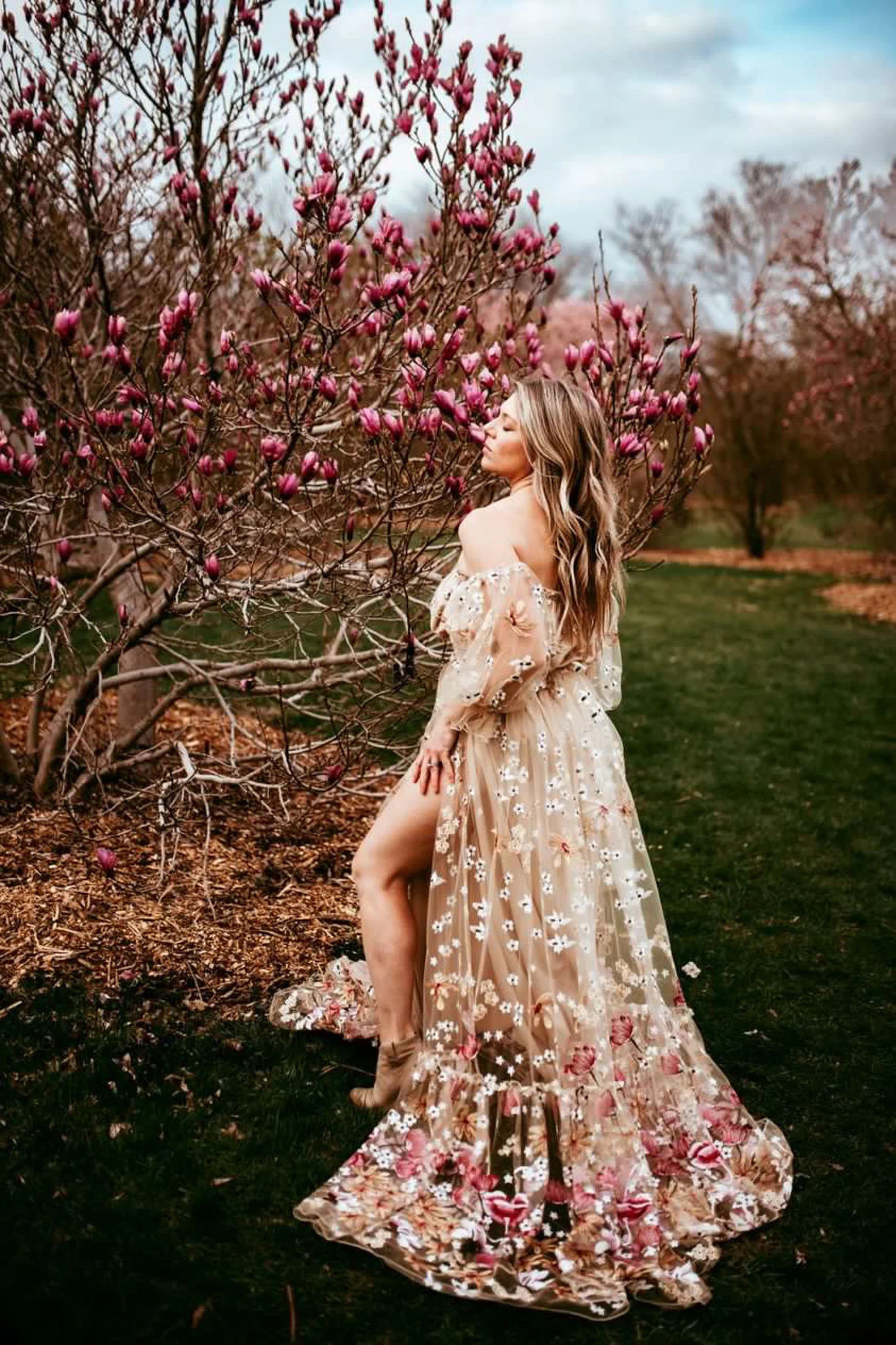 Floral Tulle Maternity Dress for Photoshoot, Boho Maternity Gown Baby Shower, Photo Shoot Dress, ... | Etsy (US)