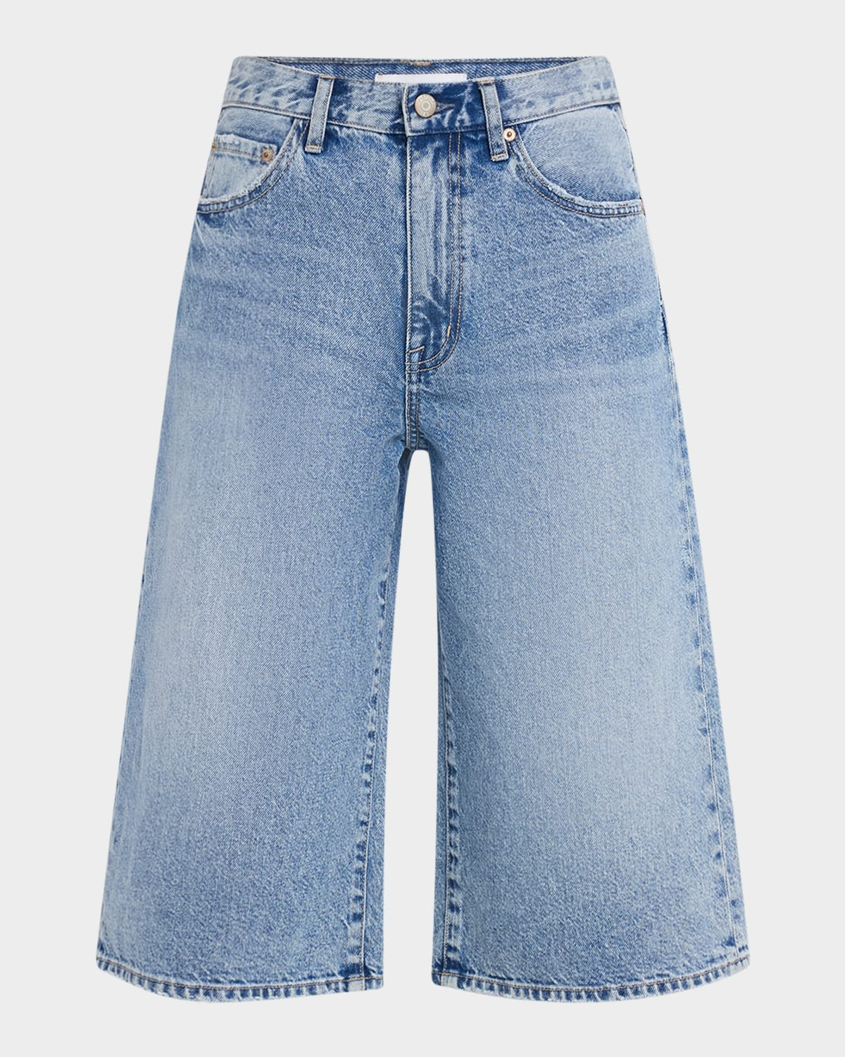 Linden High-Rise Long Denim Shorts | Neiman Marcus