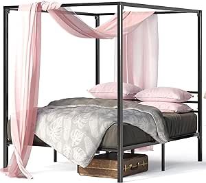 ZINUS Patricia Black Metal Canopy Platform Bed Frame / Mattress Foundation with Steel Slat Suppor... | Amazon (US)