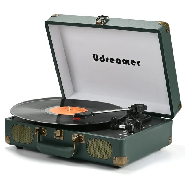 Udreamer Vinyl Record Player 3-Speed Turntable with Bluetooth,Suitcase Portable Vintage Audio Tur... | Walmart (US)