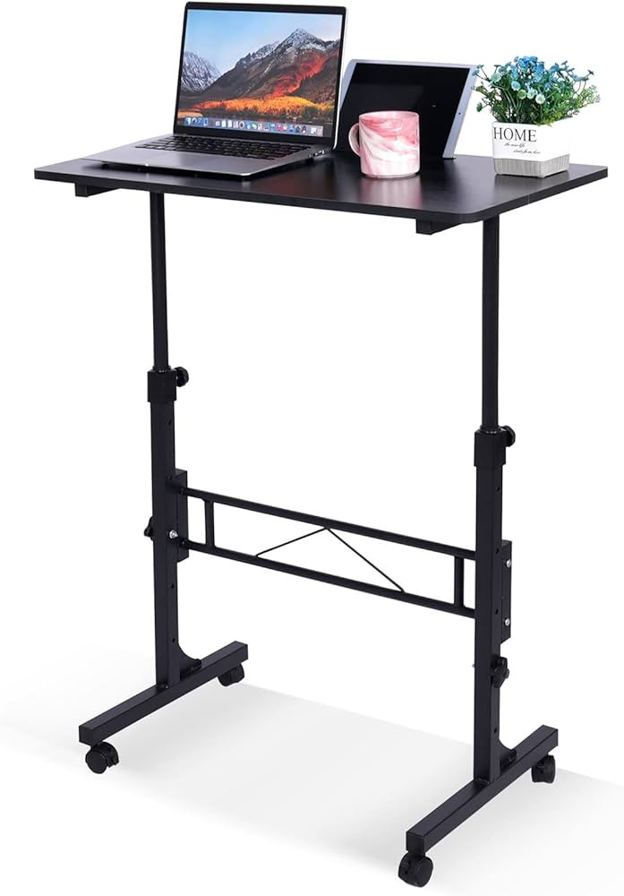 Standing Desk Adjustable Height, Mobile Stand Up Desk with Wheels Small Computer Desk Rolling Des... | Amazon (US)