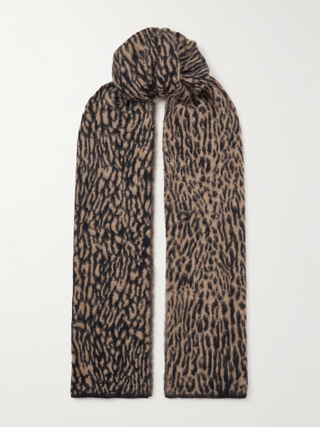 SAINT LAURENT - Animalier Leopard-print Brushed Mohair-blend Scarf - Light brown - One size | NET-A-PORTER APAC