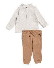 Toddler Boys Quarter Button Knit Sweater With Twill Joggers | Boys' Sets | Marshalls | Marshalls
