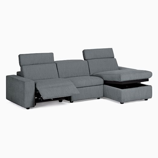 Enzo 3-Piece Reclining Chaise Sectional W/ Storage | West Elm (US)