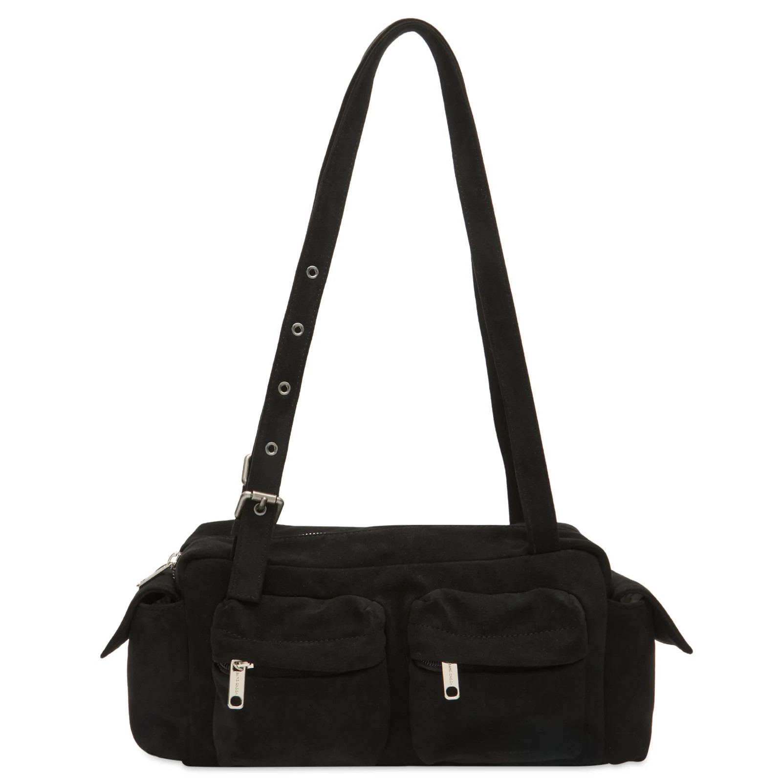 SAMO ONDOH Women's Pocket Utility Shoulder Bag - Medium in Suede Black | END. Clothing