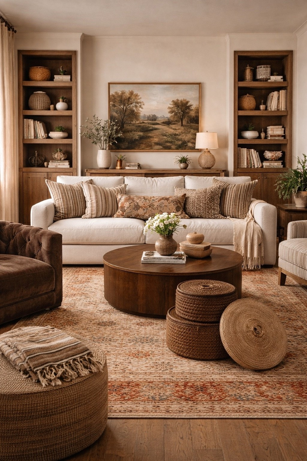 This living room is proof that warm neutrals + wood tones = instant cozy ✨ From the layered pillows to the built-in shelving, every detail just works together.

#LTKHome #LivingRoomDecor #CozyHome

#LTKHome #LTKSeasonal #LTKSaleAlert
