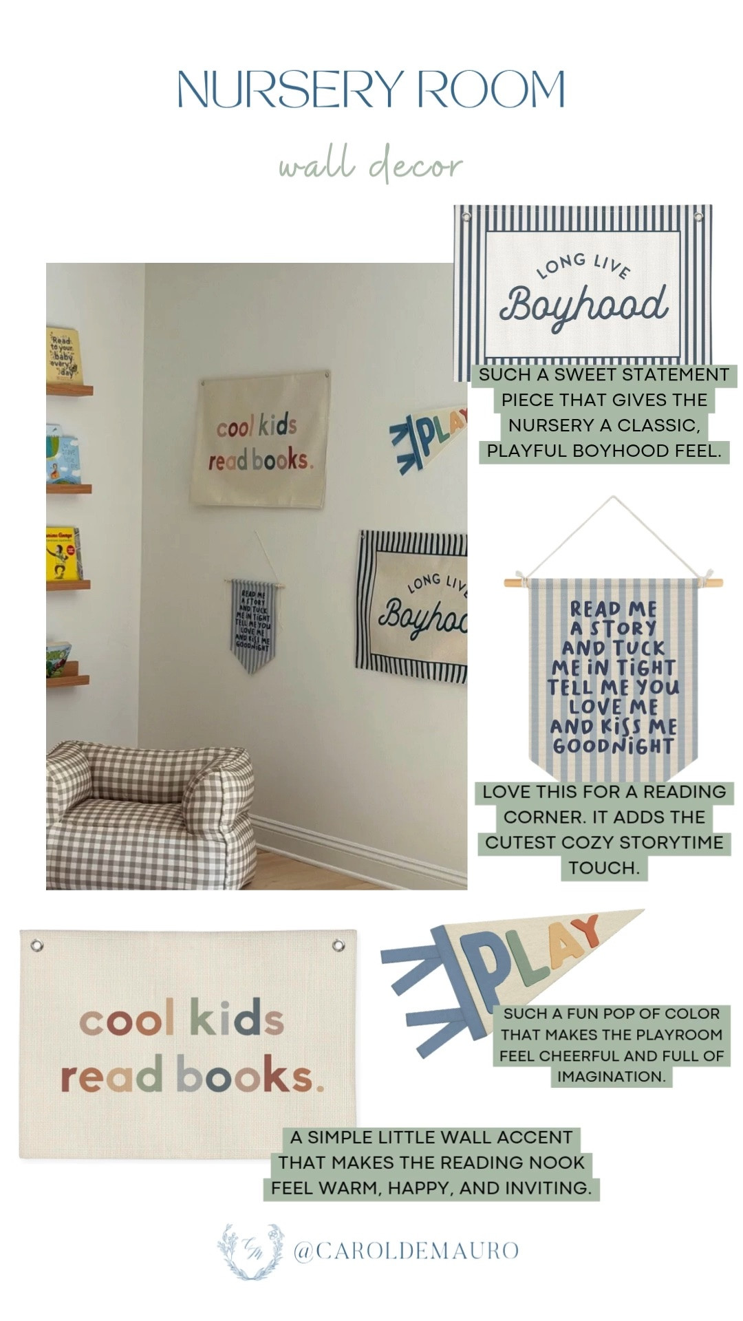 nursery room wall decor, kids room, toddler room, boys room decor, cute banners, fun kids wall art, kids reading corder, home inspo, home decor

#LTKHome #LTKKids #LTKBaby