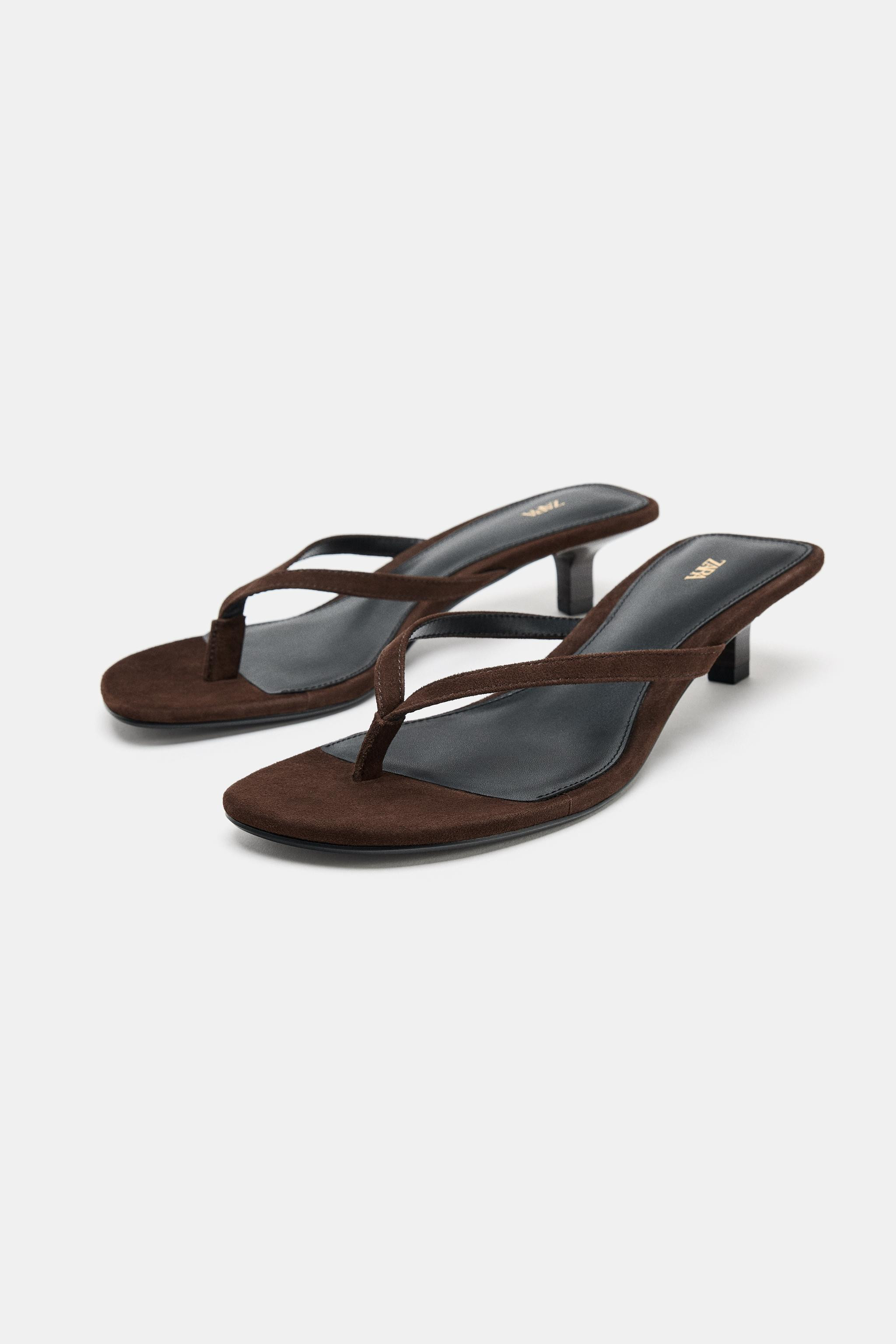SUEDE KITTEN-HEEL SANDALS | Zara AU