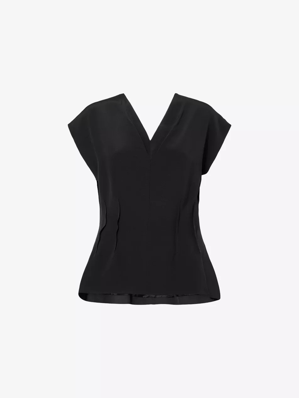 Kimono-Sleeve Double V-Neck Silk Top | Selfridges