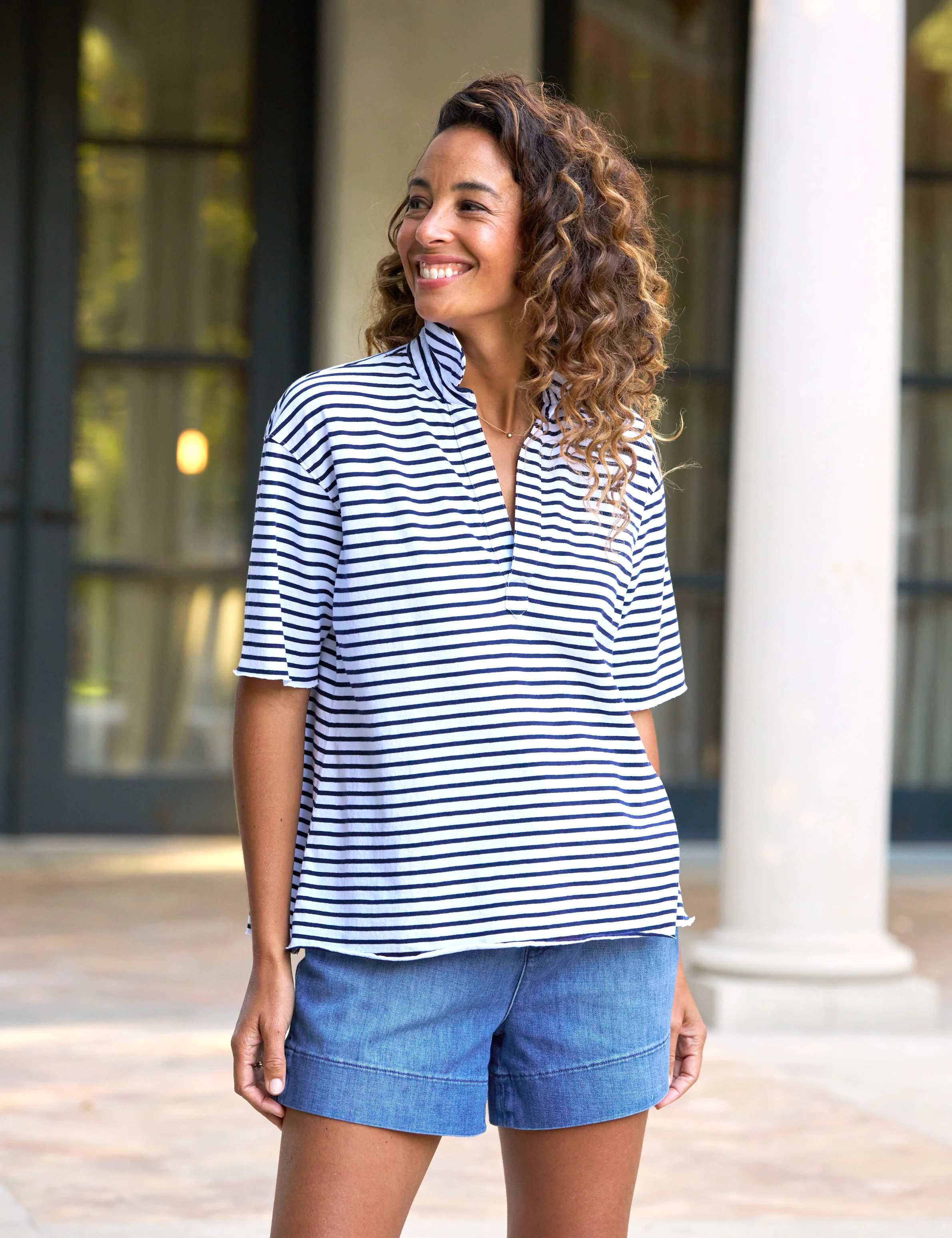 PATTY Navy French Stripe, Heritage Jersey | Frank & Eileen