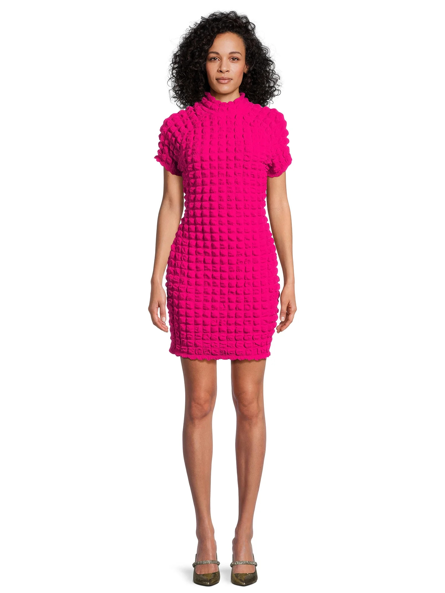 Planet Gold Juniors Mock Neck Bubble Mini Dress, Sizes XS-XXXL - Walmart.com | Walmart (US)