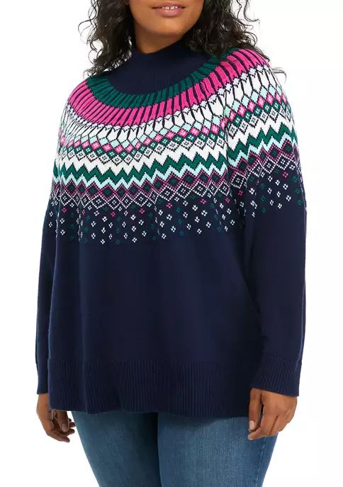 Plus Size Long Sleeve Mock Neck Tunic Sweater | Belk