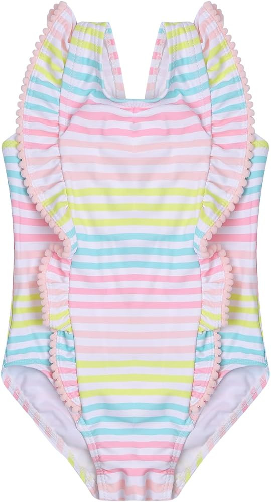 LIZENS Girls Swimsuit Kids Scalloped One Piece Ruffle Swimsuit Girls Swimwear Print | Amazon (US)