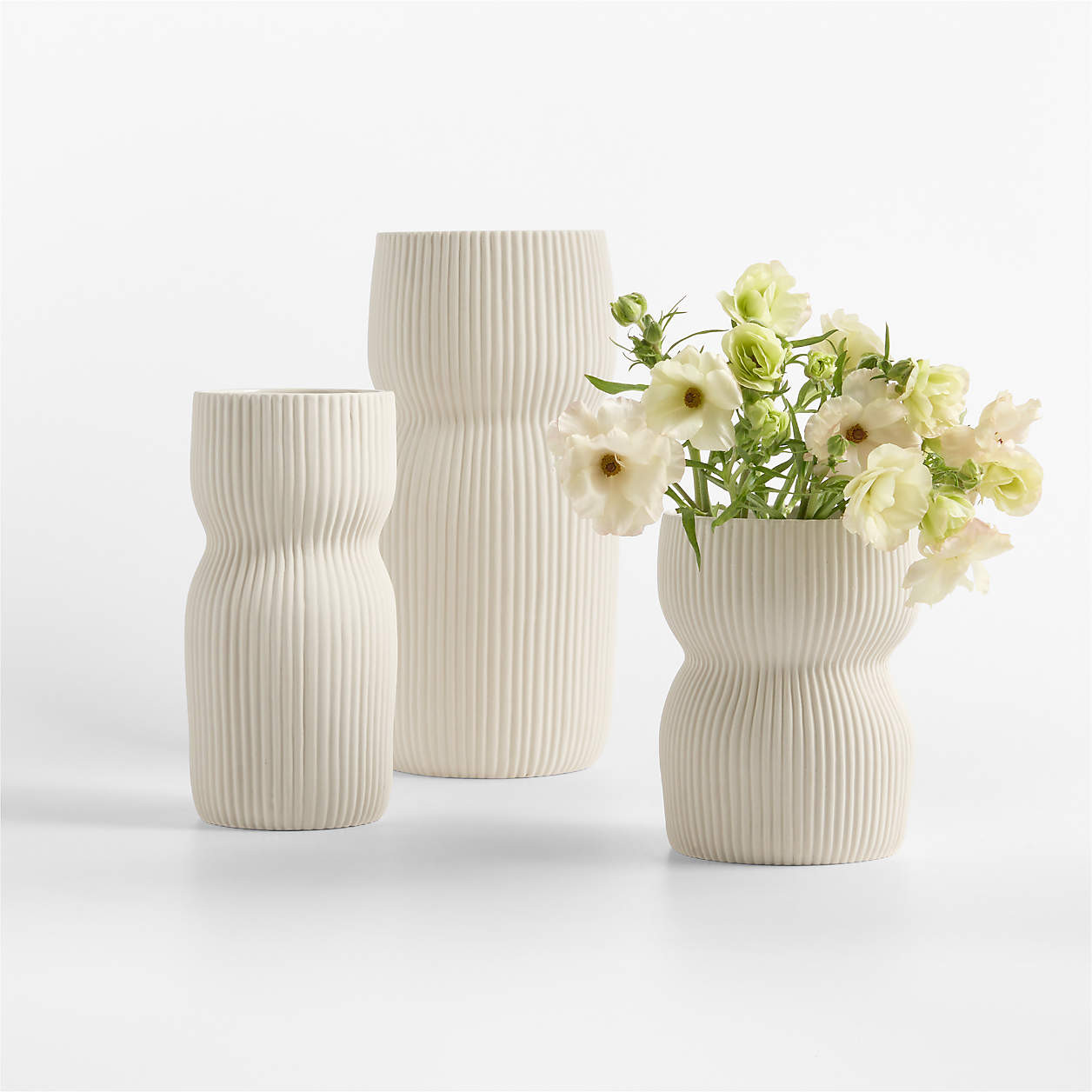 Curvy Ribbed Ceramic Vase 9" by Cym Warkov | Crate & Barrel | Crate & Barrel