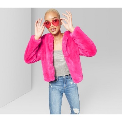 Women's Faux Fur Jacket - Wild Fable™ Pink S | Target