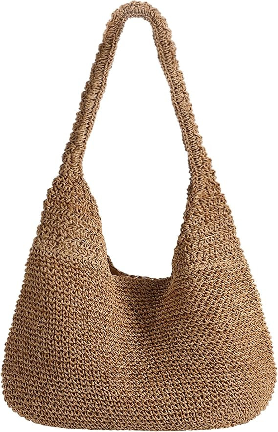Beach Bags for Women Boho Straw Purse Summer Woven Shoulder Bag Handbag Crochet Mesh Tote Bag Vac... | Amazon (US)