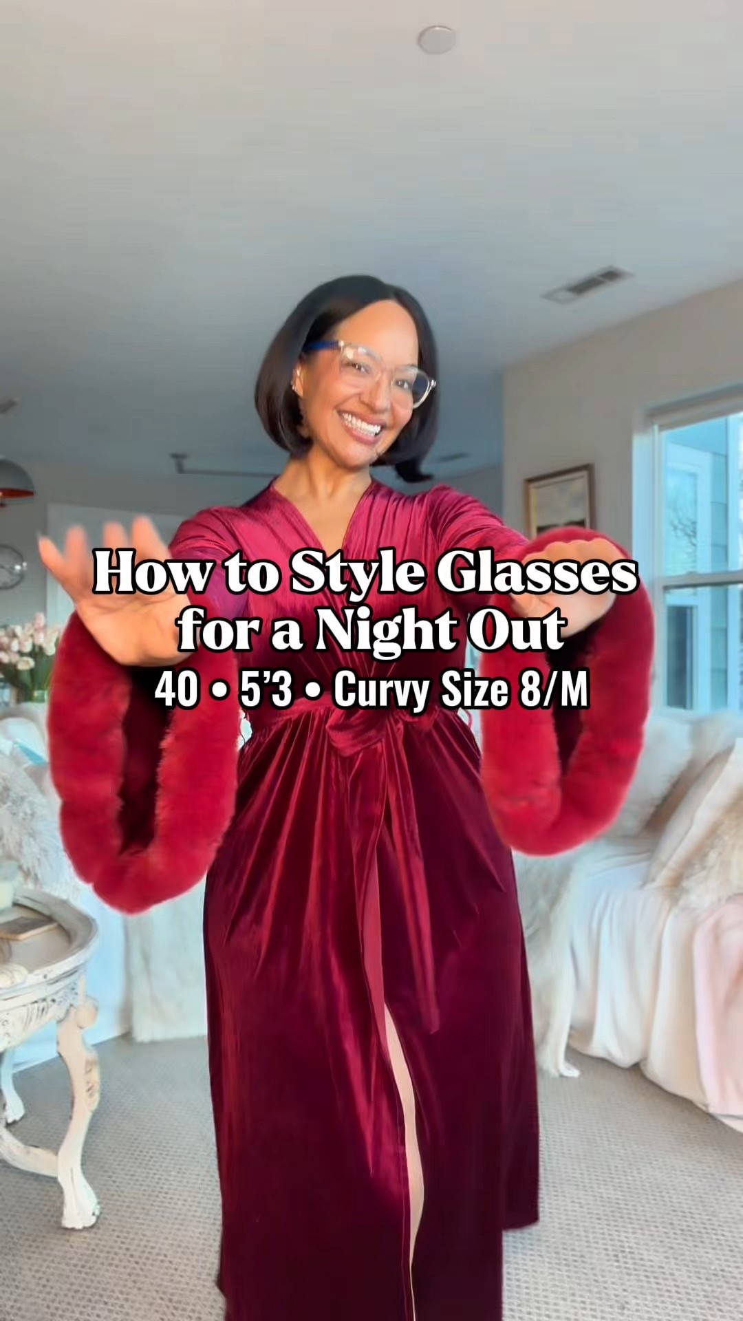 How to style glasses for a night out 🤓 These readers from Amazon are SO CUTE and affordable. Perfect option for my girls who wear glasses or for when you don’t feel like wearing eye makeup (they’re also available without a prescription if you don’t wear glasses!) 💁🏽‍♀️ Save 10% with MARISA10AM 🤓 

holiday outfit 
date outfit 
nights night outfit 

#LTKHoliday #LTKOver40 #LTKFindsUnder50