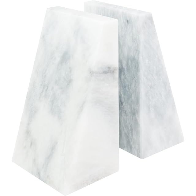 Fox Run Triangular 100% Natural Polished White Marble Bookends 4 x 3 x 6 inches | Amazon (US)