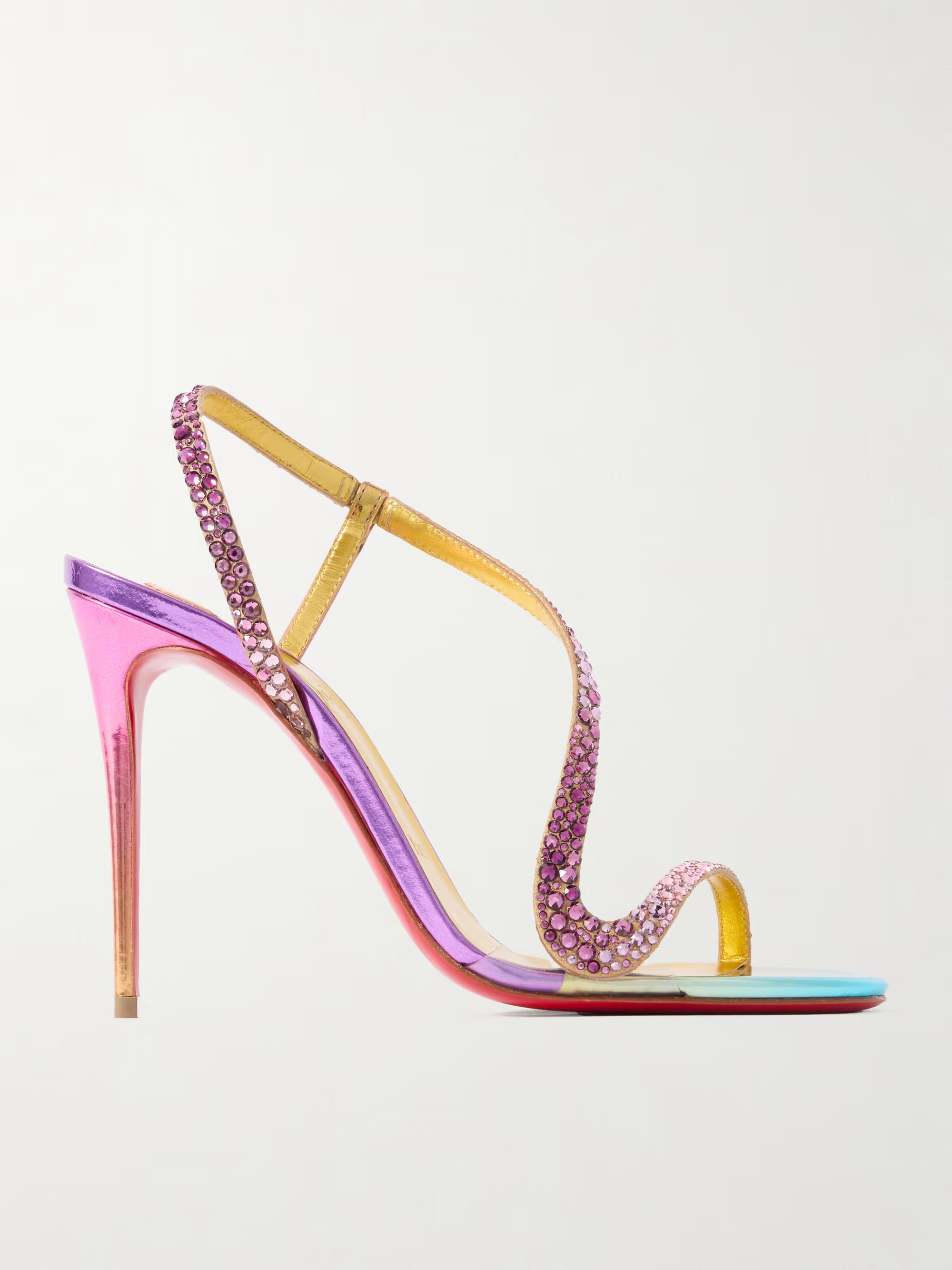 Rosalie 100 crystal-embellished metallic leather sandals | NET-A-PORTER (UK & EU)