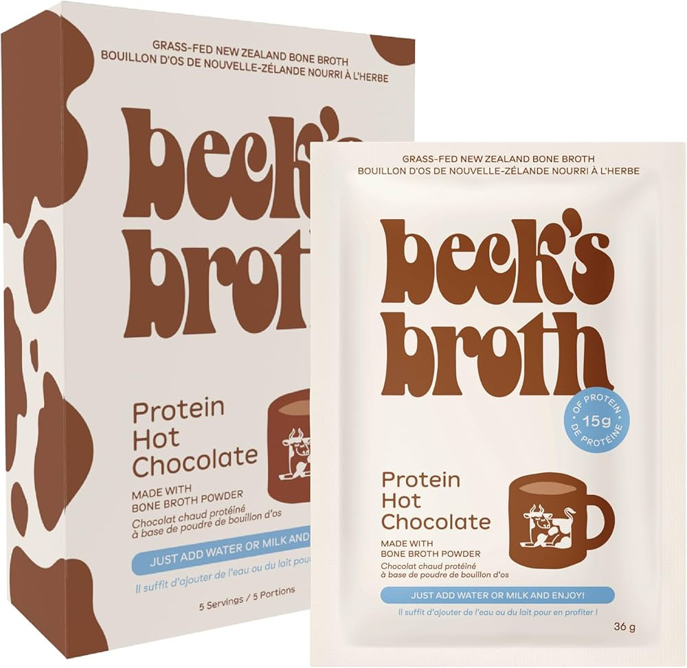 Beck's Broth Hot Chocolate - Bone Broth Powder Sachets (5-Pack) | 15g of Protein Per Serving | Al... | Amazon (CA)