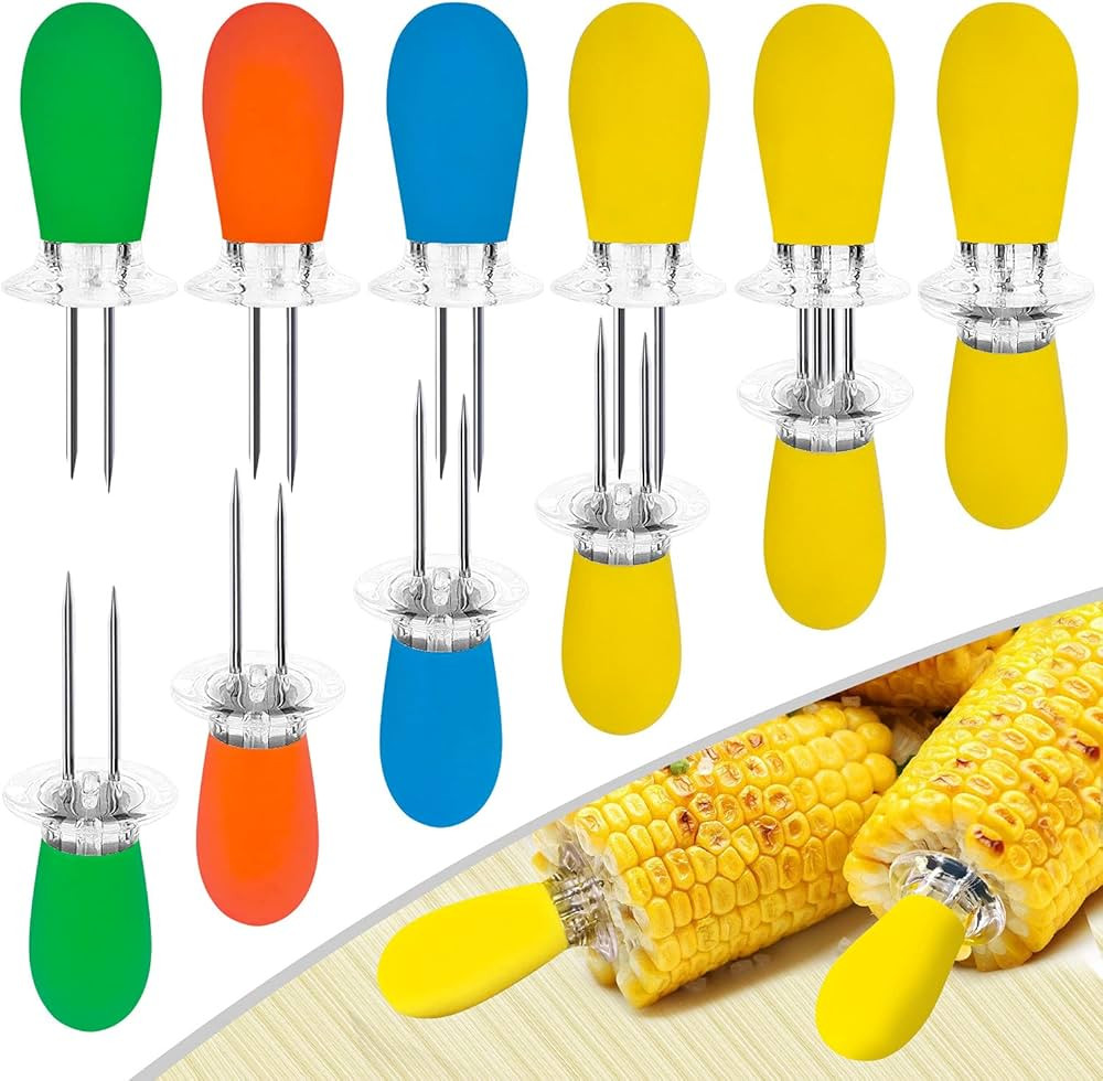 12 Pcs/6 Pairs Corn Holders, Stainless Steel Corn Cob Holders Corn on The Cob Skewers for BBQ Twi... | Amazon (US)