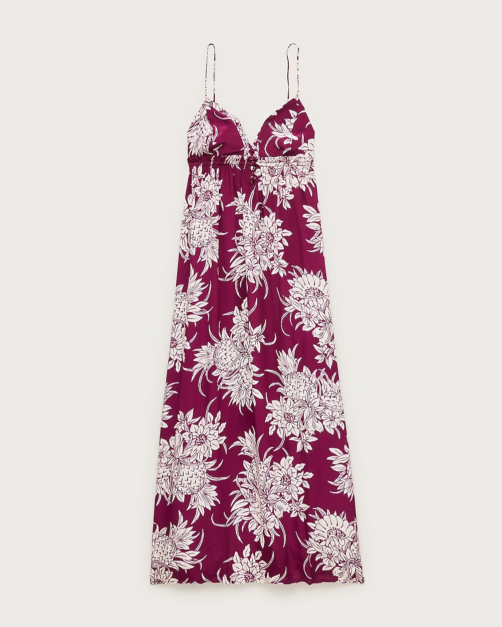 Empire-waist midi dress in pineapple garden–print crepe de chine | J. Crew US