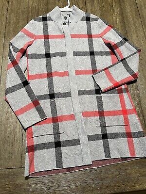 Tahari Women’s Cardigan Sweater Grey/Red/Black Zipper Front Size Medium | eBay US