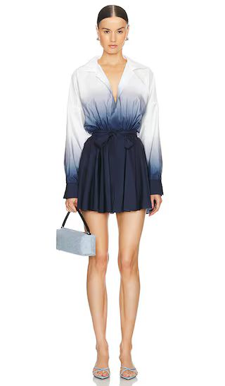 Super Oversized Boyfriend Shirt Flared Mini Dress in True Navy Ombre | Work Wear Style | Revolve Clothing (Global)