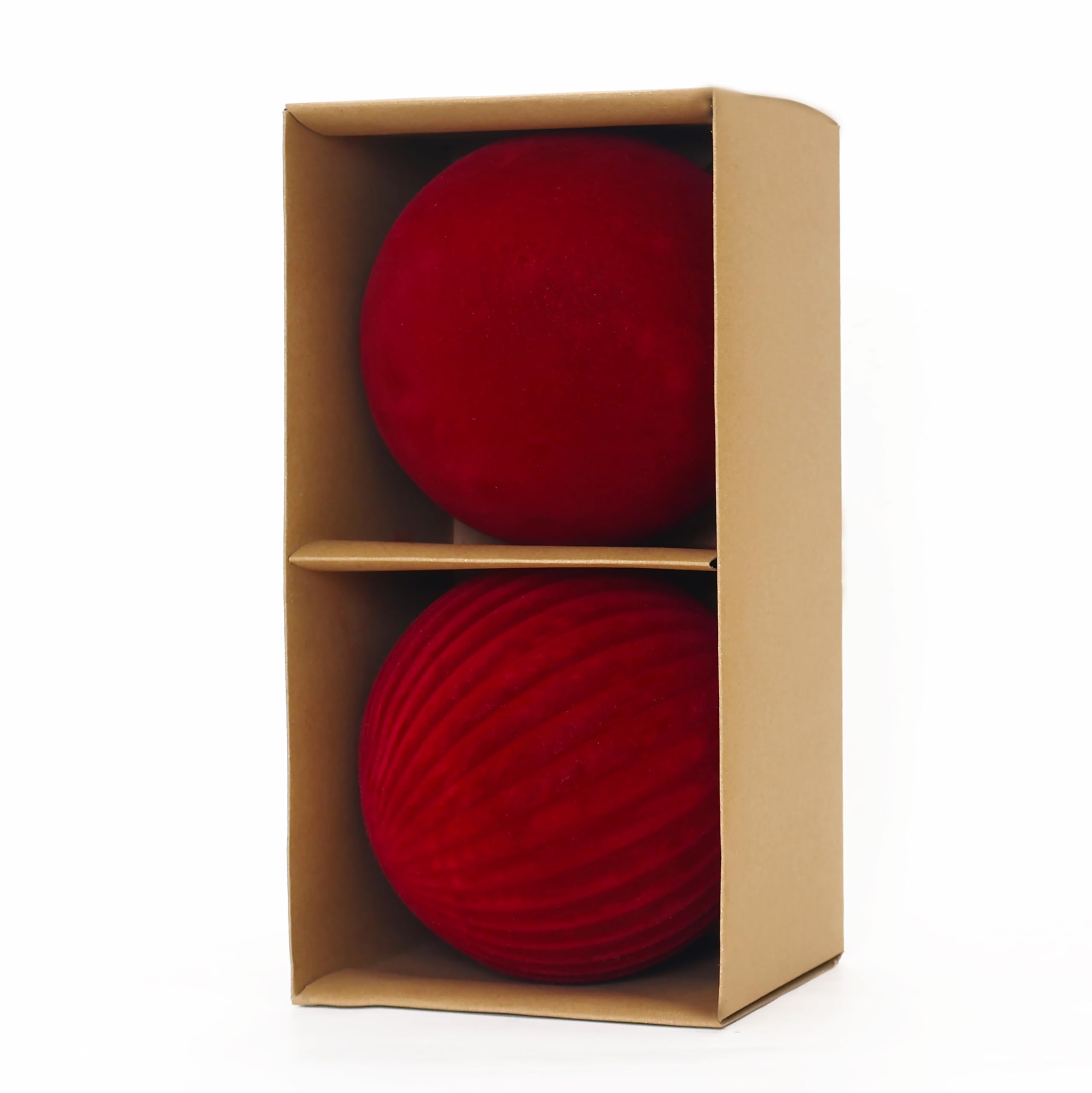 Senjie 3.94 inch Burgundy Velvet Christmas Ornaments Balls Flocked Christmas Tree 9PCS Plastic Ba... | Amazon (US)