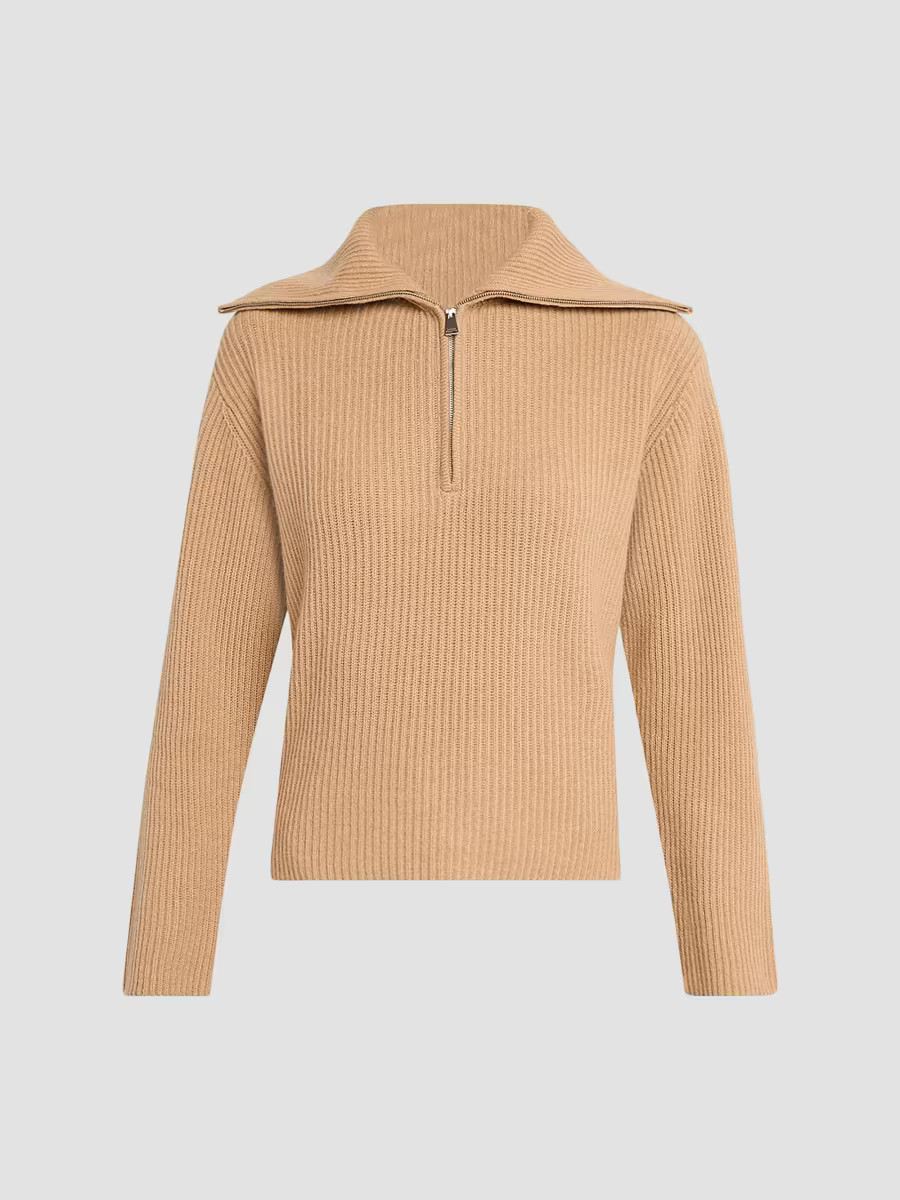 Women's Landry Cashmere Zip-Front Sweater - Camel - Size Small | Saks Fifth Avenue