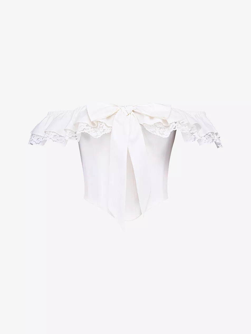 Aria Bow-Embellished Stretch-Cotton Corset Top | Selfridges
