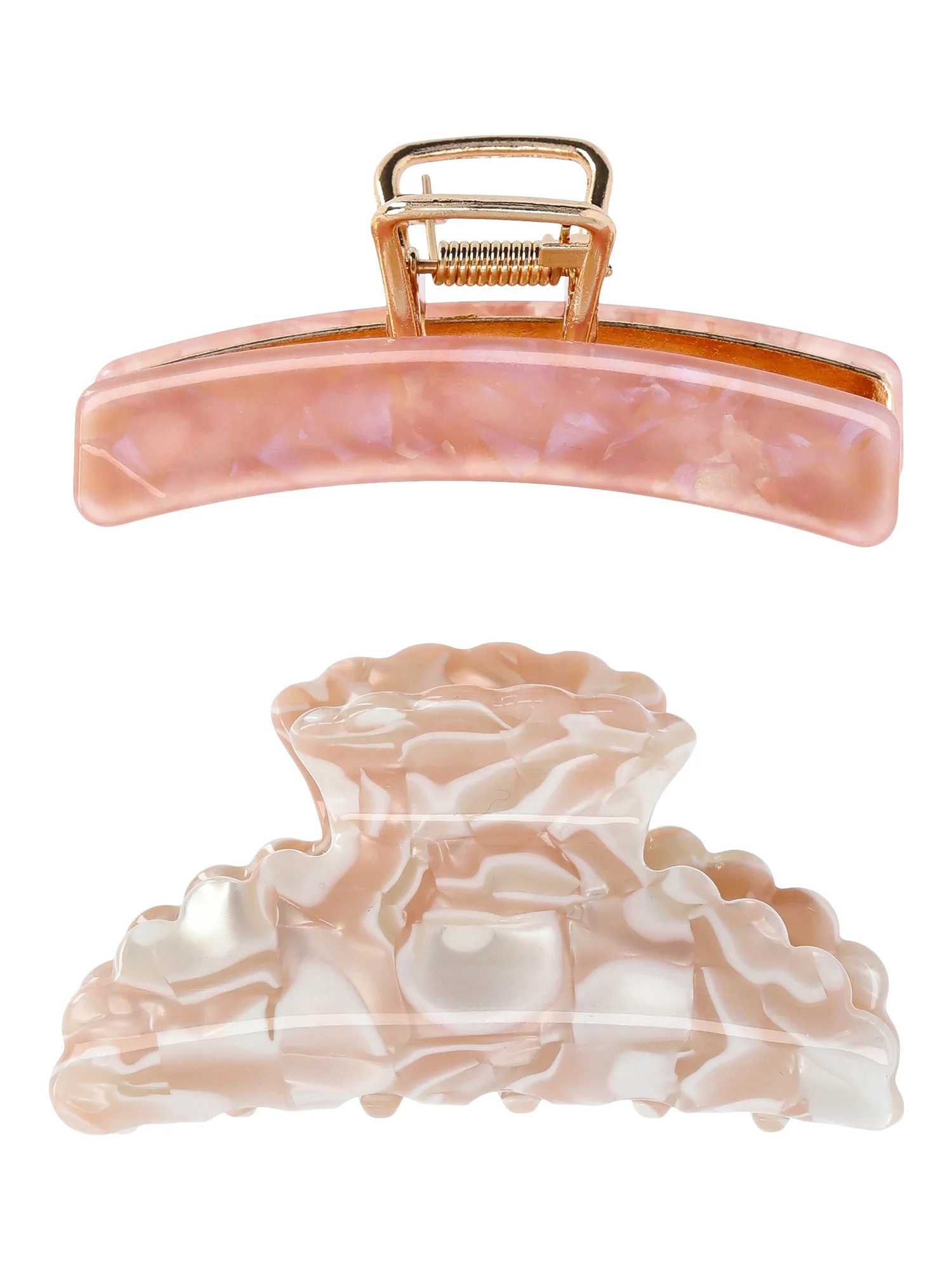 Time and Tru Women's Hair Claw Clips, 2-Pack, Pink | Walmart (US)