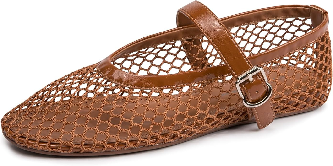 FUNKYMONKEY Women's Mesh Ballet Flats Casual Round Toe Mary Jane Flats Shoes | Amazon (US)