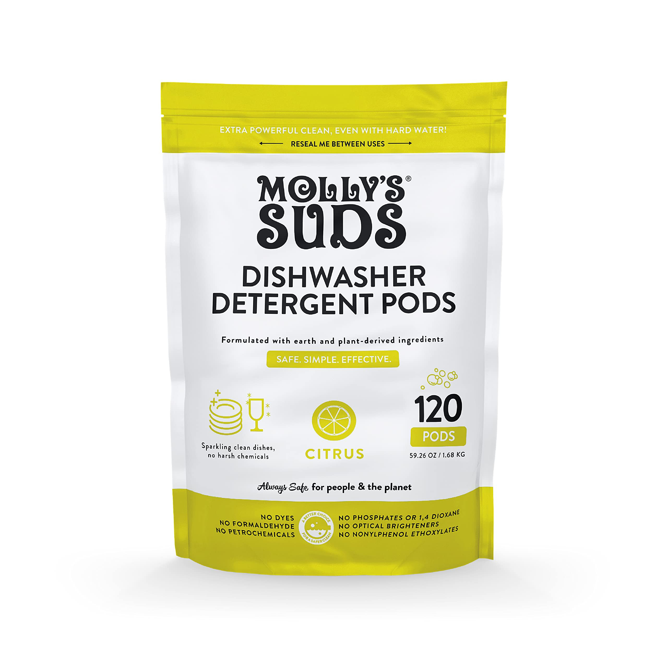 Molly's Suds Dishwasher Pods | Natural Dishwasher Detergent, Cuts Grease & Rinses Clean (Residue-... | Amazon (US)