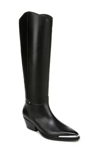 Franco Sarto Billie Knee High Western Boot in Black at Nordstrom Rack, Size 9.5 Regular Calf | Nordstrom Rack