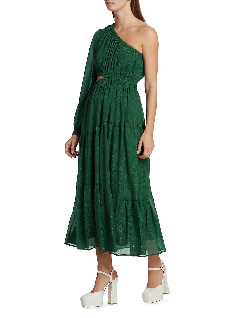 Shirred One-Shoulder Midi-Dress | Saks Fifth Avenue