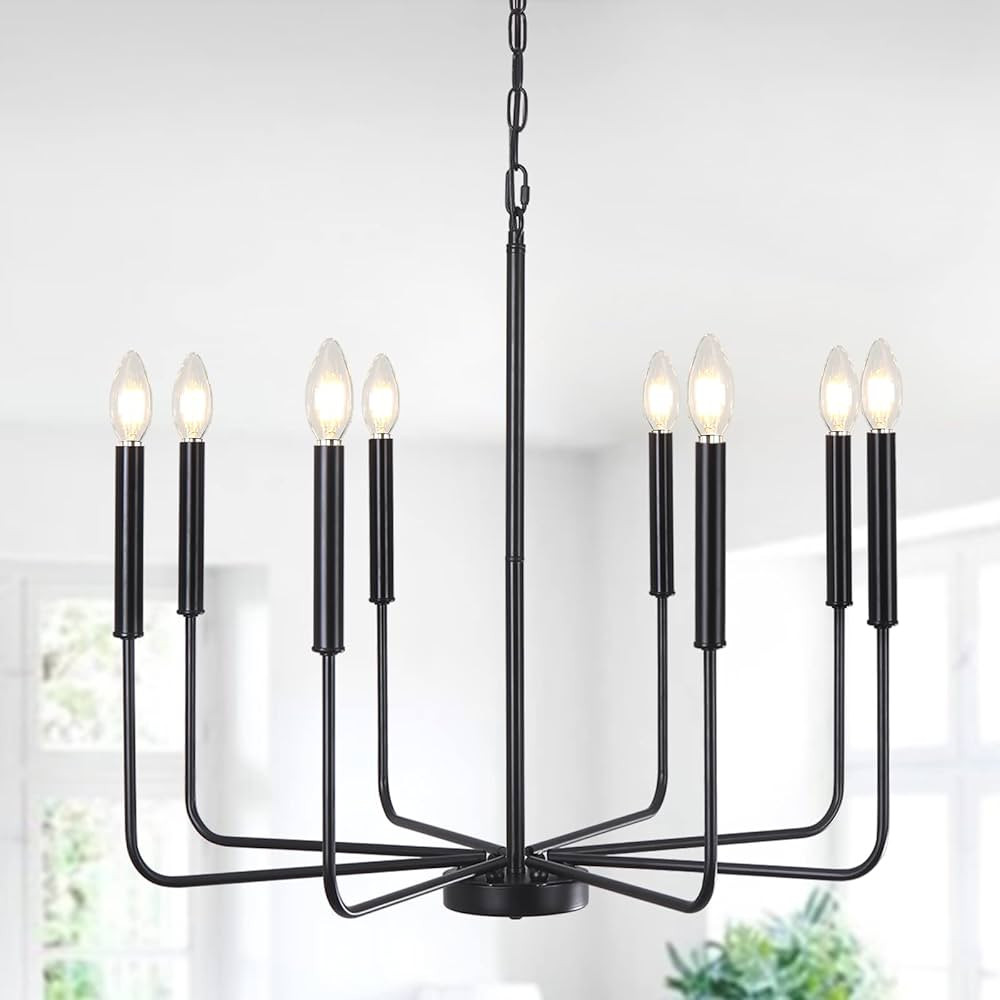YLCHYTDZSW Black Chandelier 8-Light Modern Farmhouse Chandelier for Dining Room Lighting Fixtures... | Amazon (US)