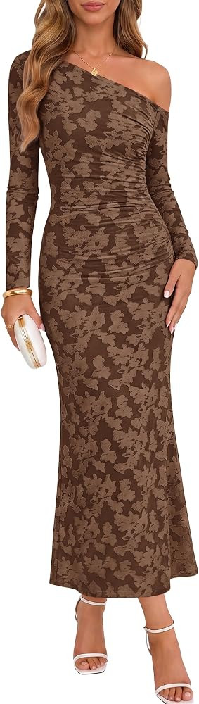 ZESICA Women's Fall Floral Off Shoulder Wedding Guest Dresses | Amazon (US)