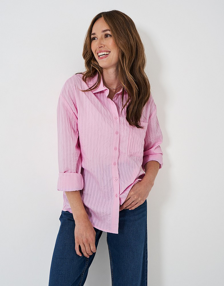 Women's Long Sleeve Stripe Textured Shirt - Pink from Crew Clothing Company | Crew Clothing (UK)